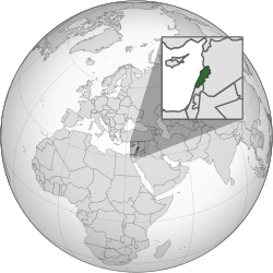 Location of Lebanon (in green)