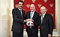 Image 14Russia handing over the symbolic relay baton for the hosting rights of the 2022 FIFA World Cup to Qatar in June 2018 (from Political corruption)