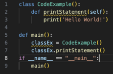 Block of Python code showing sample source code