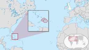 Location of Turks and Caicos Islands (circled in red)