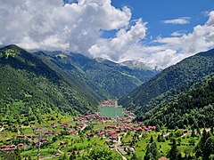 Black Sea Region: Uzungöl in Trabzon. Lush forests are found around the Pontic Mountains thanks to the high amounts of precipitation on the northern side of the mountain range.