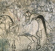 Sadashivrao on horseback, wounded, being taken away from the battle