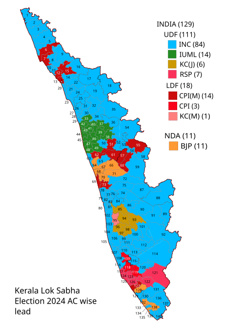 2024 Kerala Lok Sabha Elections Assembly Wise Map