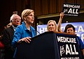 Image 25Elizabeth Warren and Bernie Sanders campaigning for extended US Medicare coverage in 2017. (from Health politics)
