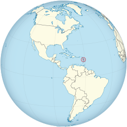 Location of Dominica (circled in red) in the Western Hemisphere