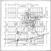 Fort Shelby shown on streetmap of Financial District