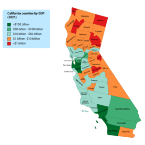 California counties by GDP (2021)