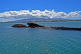 The wreck seen from the memorial, c. 2016