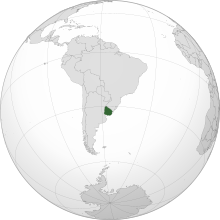 Location of Uruguay (dark green) in South America