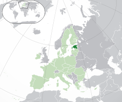 Location of Estonia (dark green) – in Europe (green & dark grey) – in the European Union (green) –